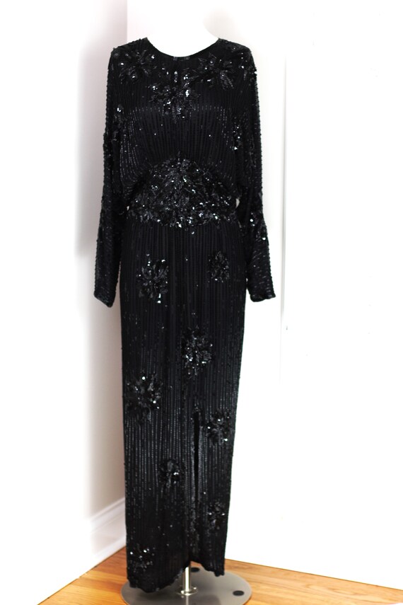 sz M//Fabulous Judith Ann Black beaded sequined d… - image 3