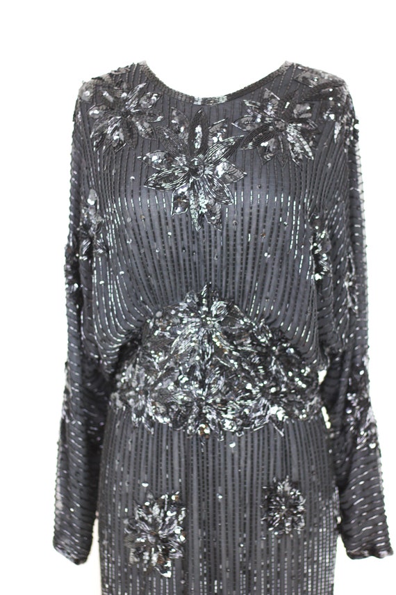 sz M//Fabulous Judith Ann Black beaded sequined d… - image 7