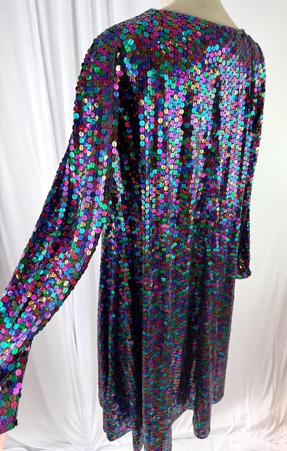 Size 8//disco Multicolor Sequin Swing Dress//maternity 80's Bold