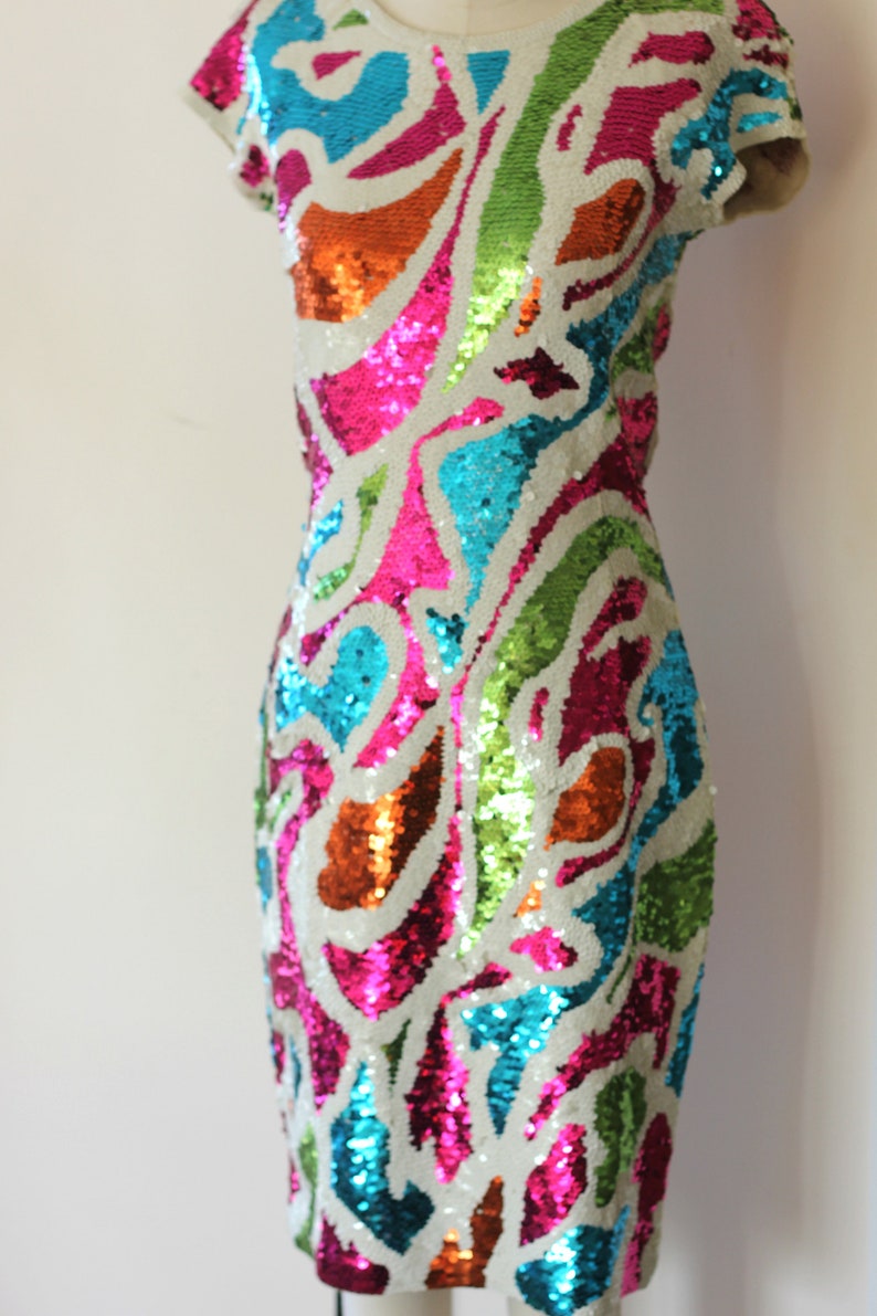 Mod Hand sequined Adrienne Vittadini vtg Dress