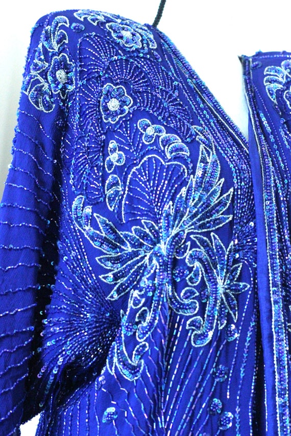 Size S//Stunning Royal Blue Flapper Style Vintage… - image 8