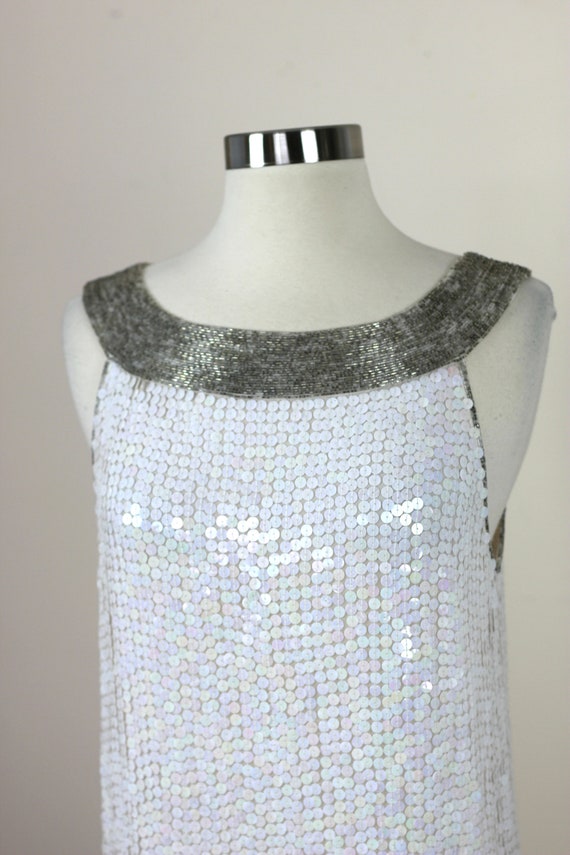Size S/Darling White Sequin Shift Dress///Vintage… - image 4
