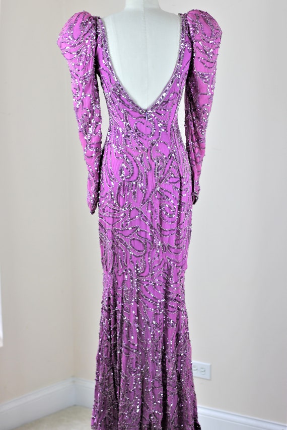 Sz 4// 1980s Purply Pink Sparkle gown// Sequin be… - image 3