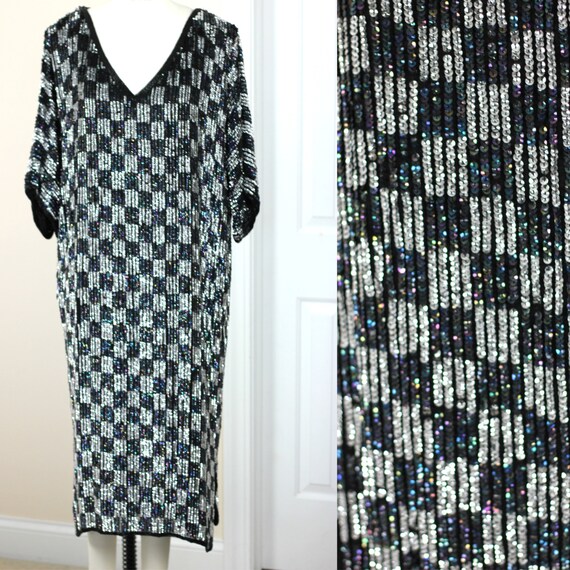 Disco Kaftan Sequins// Sparkle Size Medium// 1980s