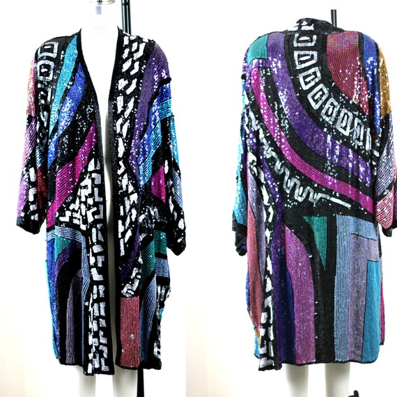 Sz M //Avant Garde Deco Sequin Beaded Coat// Kimon