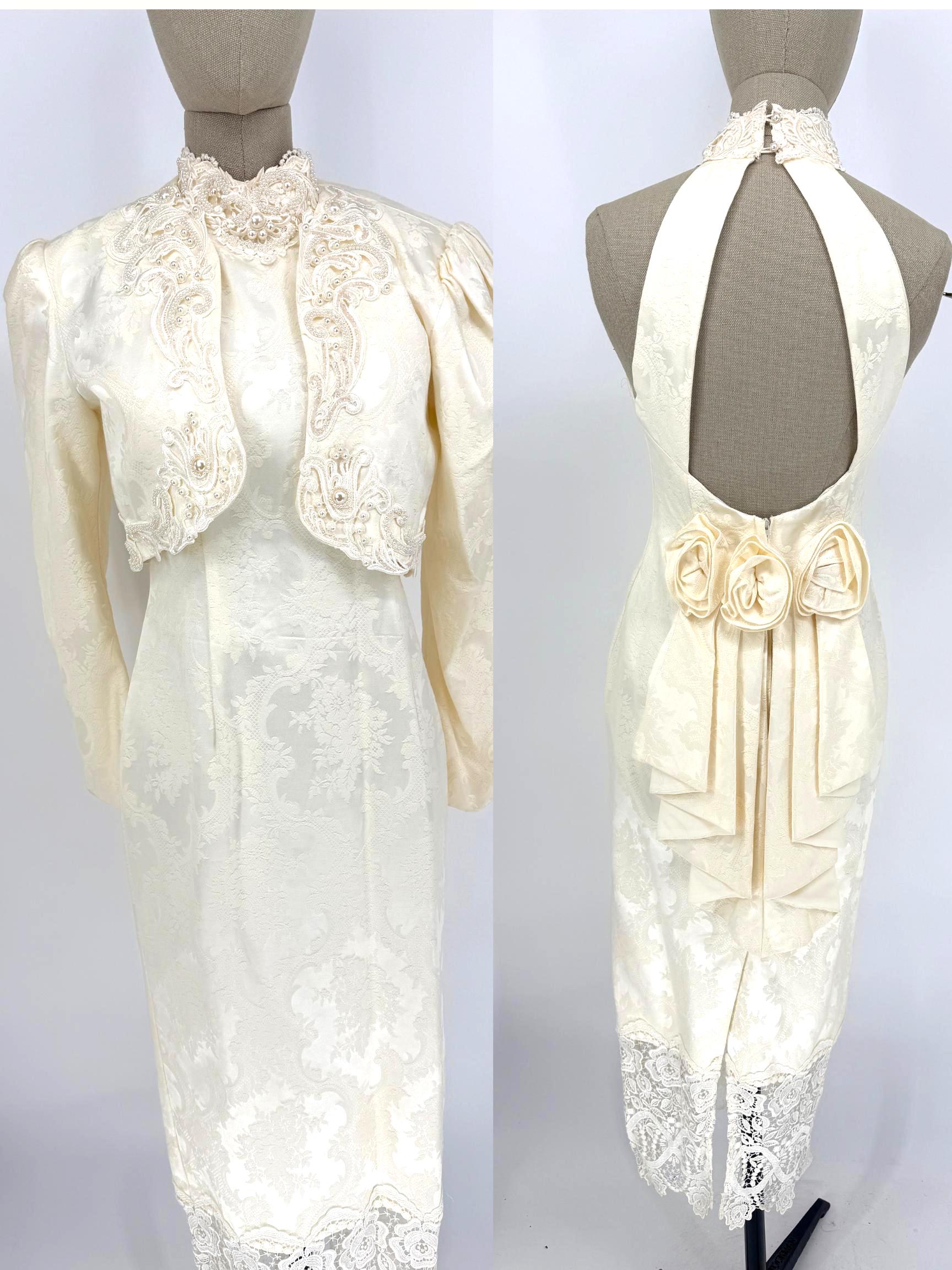 Sz 6//vintage Jessica Mcclintock Ivory Wedding Dress//2 Piece