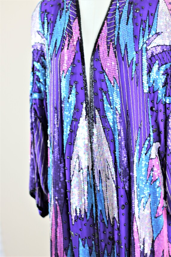 Sz S// Judith Ann Sequin Beaded Duster// Long seq… - image 3