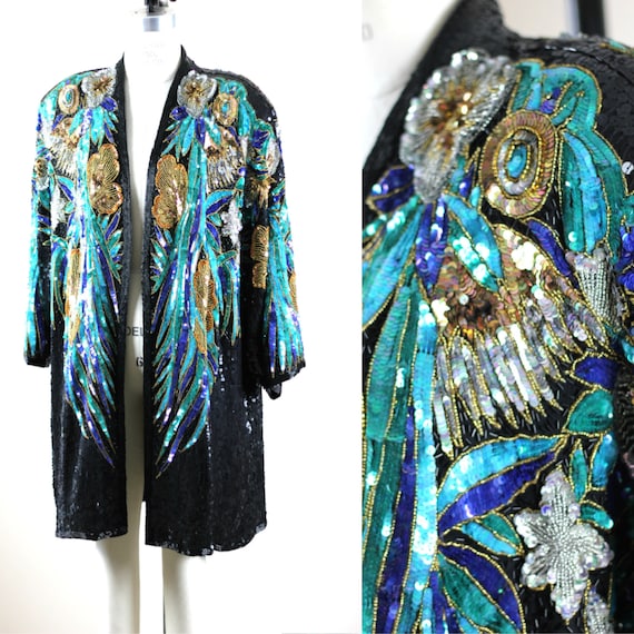 Plus Sz 1X// Amazing Beaded sequin coat// Long Jac