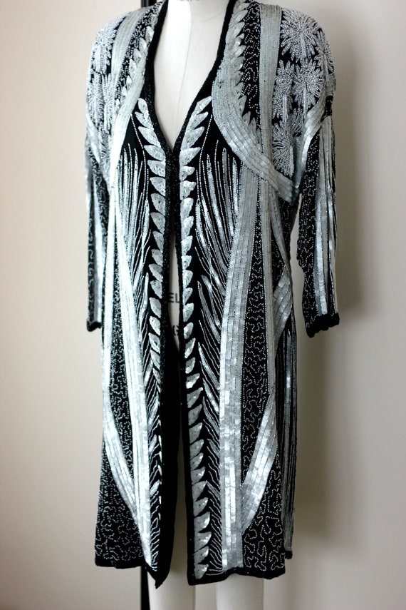 Silver beaded jacket sale