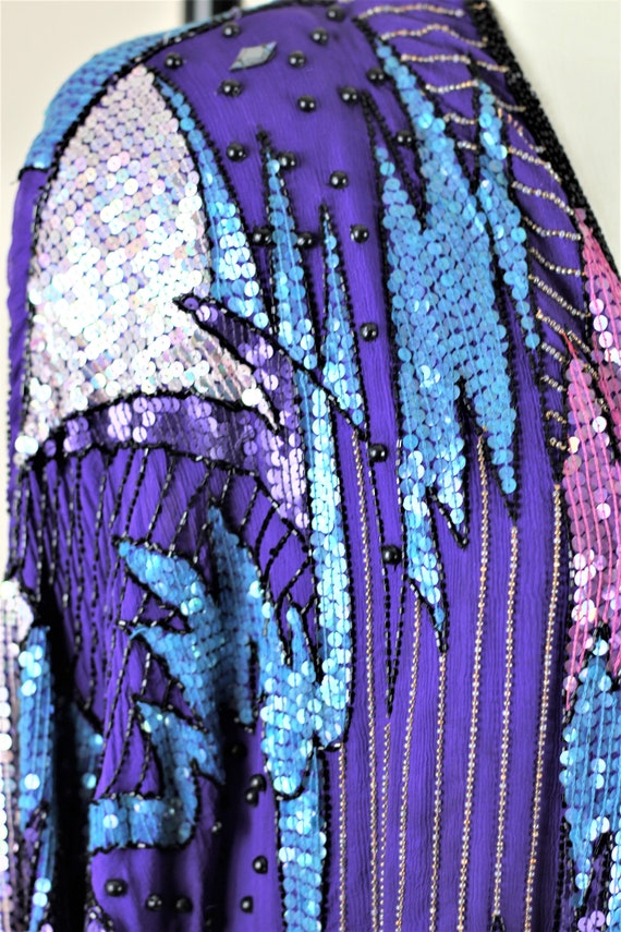 Sz S// Judith Ann Sequin Beaded Duster// Long seq… - image 4