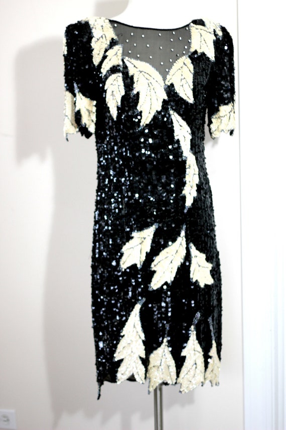 Sz S//Vintage Lillie Rubin Sequin Flapper Dress//… - image 7