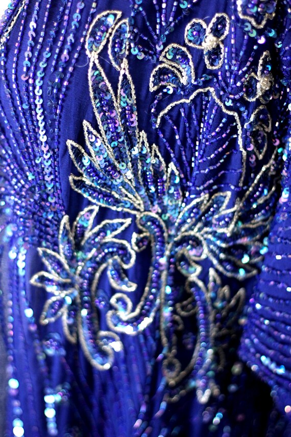 Size S//Stunning Royal Blue Flapper Style Vintage… - image 4