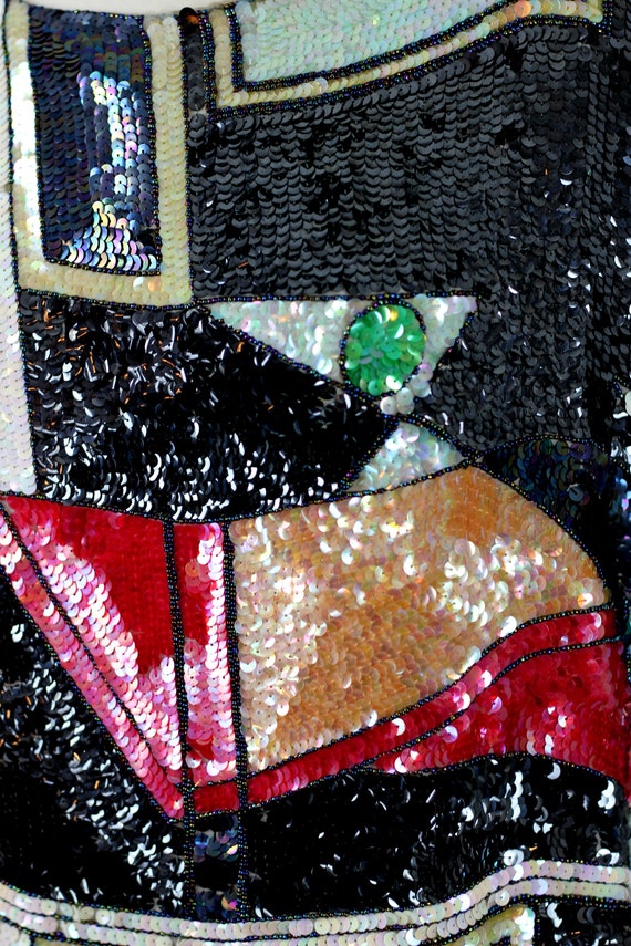 Size Medium//Avant Garde Retro Top// Silk Sequin … - image 3