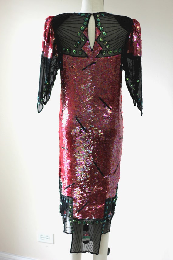 Sz S//STUNNING Rare Art Deco Style Sequin beaded … - image 6