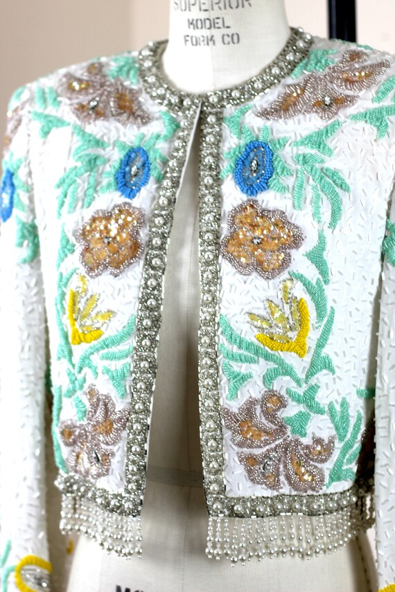 Sz S// Victoria Royal Ltd Heavily Beaded Shrug// … - image 6