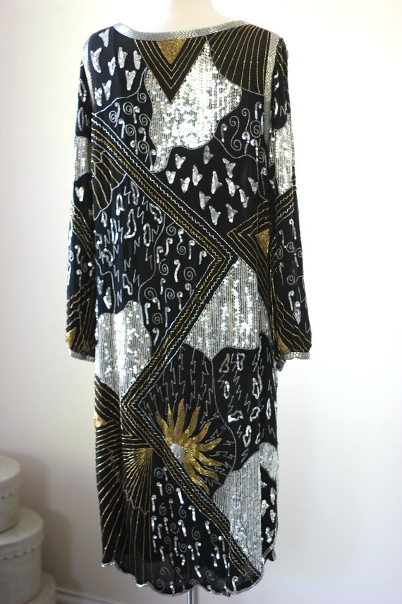 Size L//Gatsby Party Judith Ann Dress// Sequin be… - image 10