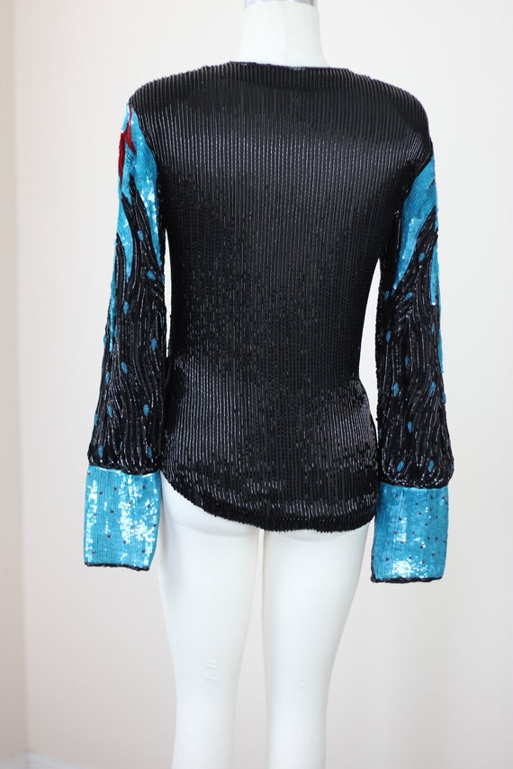 Sz L //Amazing Sequin Jacket//  Beaded bow with B… - image 8