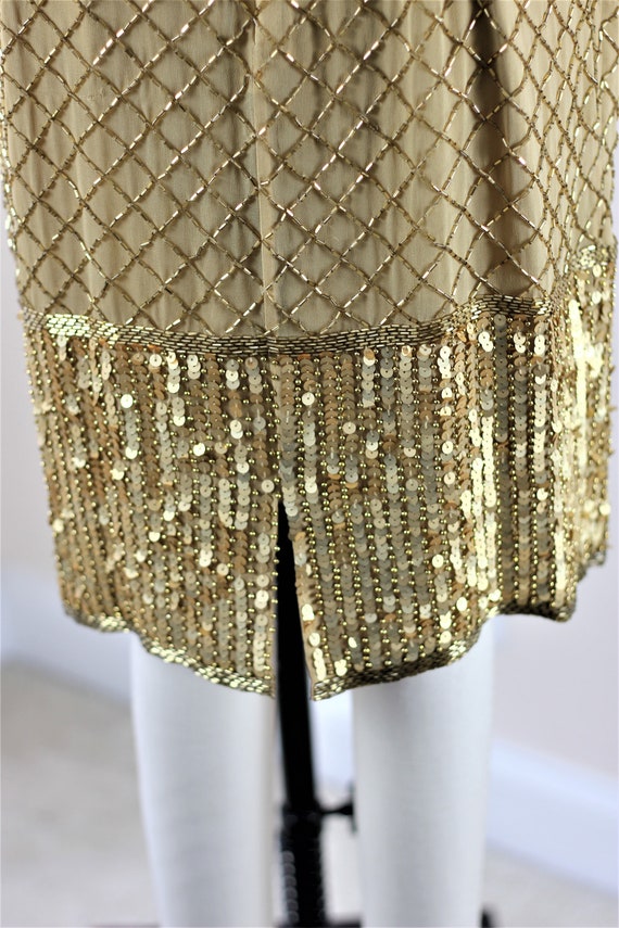 Sz 10// Gold sequin Beaded party dress// Vintage … - image 6