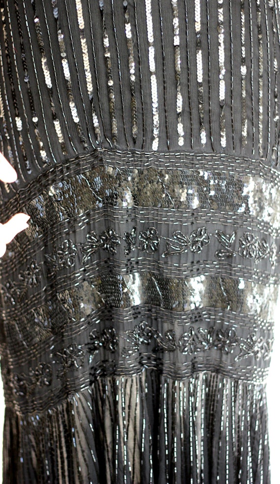 Sz S//Gatsby Style Black Sequin Gown//Sheer Sleev… - image 6