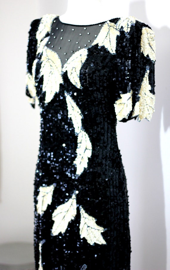 Sz S//Vintage Lillie Rubin Sequin Flapper Dress//… - image 2