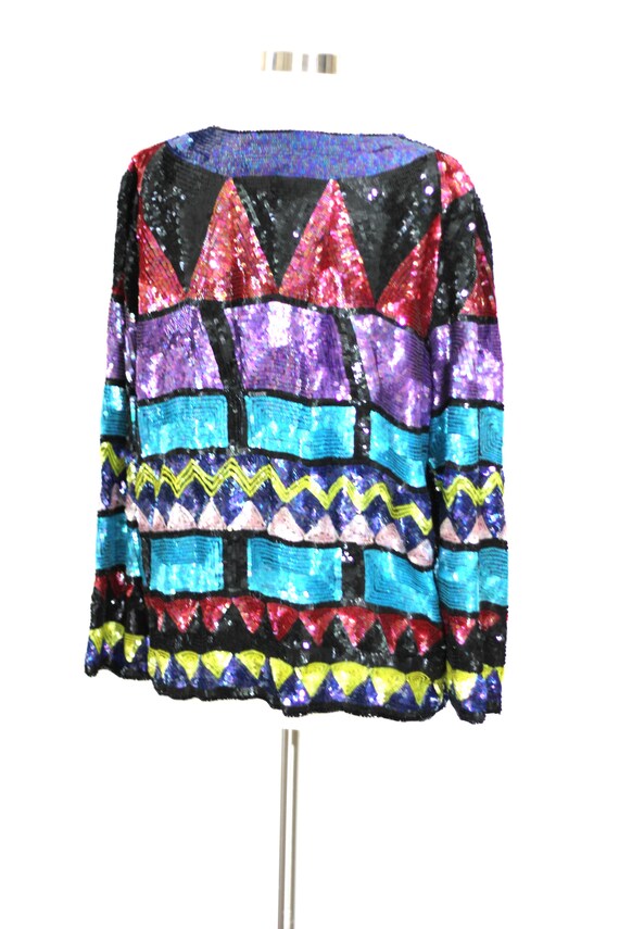 Size L// Stunning Colorful Vintage beaded sequin … - image 10