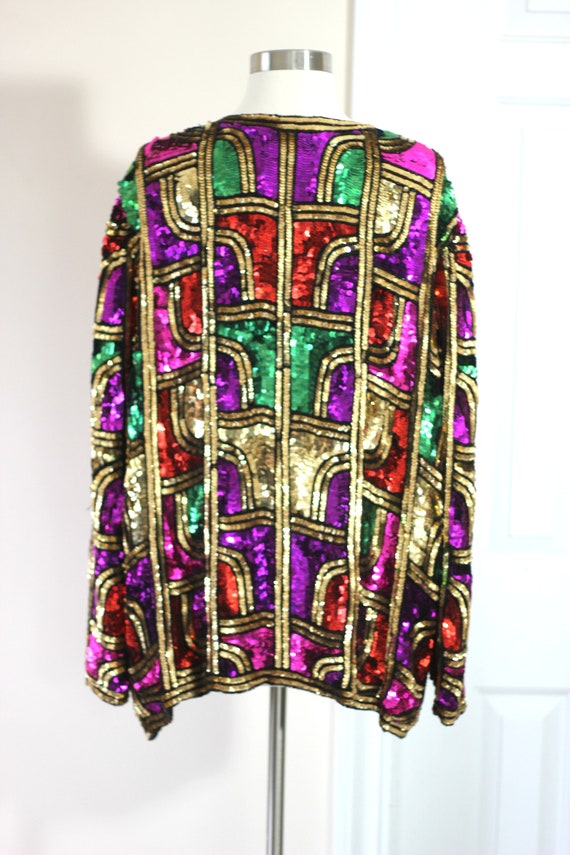 Sz 2X// Stunning Colorful Sequin Beaded Duster// … - image 7