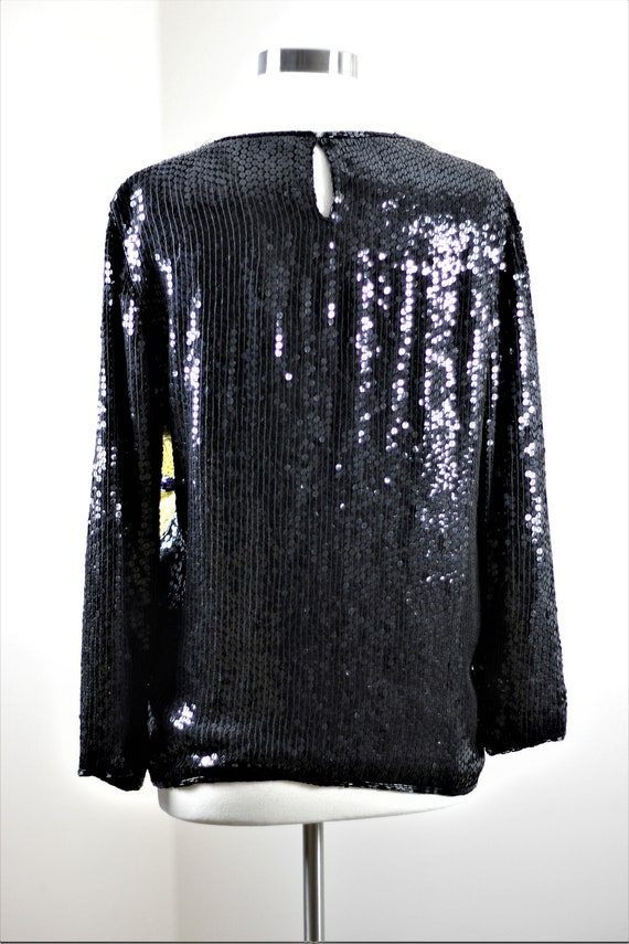 Sz L//Modern Art Abstract Sequins Face Top// Sequ… - image 8