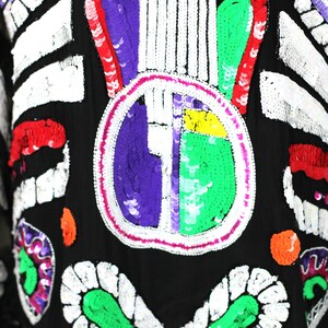 Size L//Abstract Beaded Sequin jacket// Novelty Guitar Music// Vintage image 7