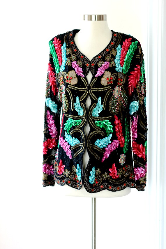 Sz M//Heavily embellished Beaded sequin jacket// … - image 6