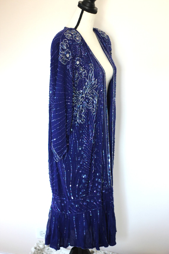 Sz Small// Stunning Vintage Long Sequined Duster/… - image 3