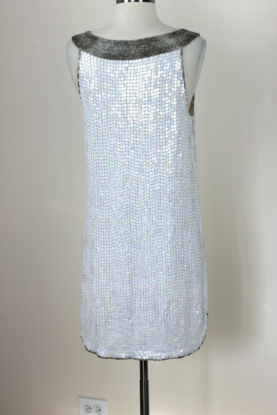 Size S/Darling White Sequin Shift Dress///Vintage… - image 7