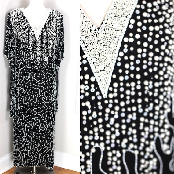 Sz P// Stunning Pearl Beaded Silk Sequin Kimono//… - image 1