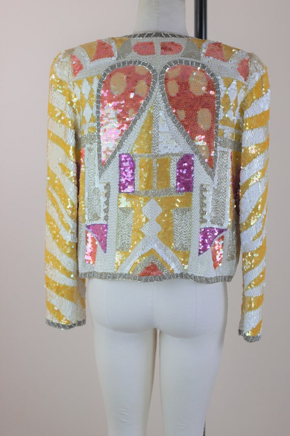 Sz M// Darling Short Colorful sequin jacket// Vtg… - image 6