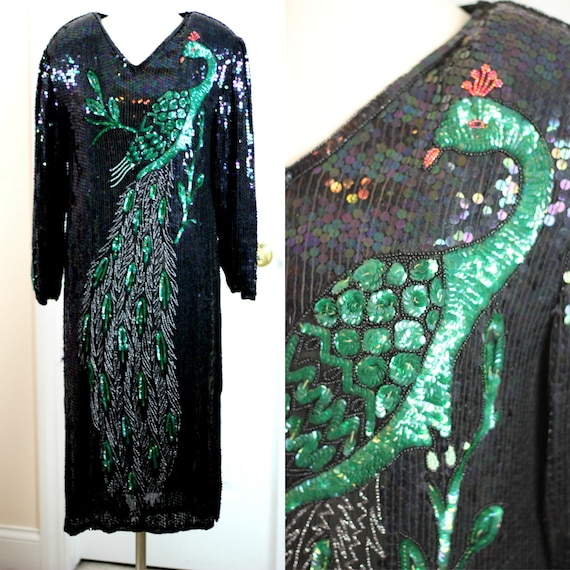 peacock sequin dress