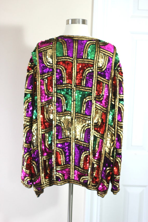 Sz 2X// Stunning Colorful Sequin Beaded Duster// … - image 6