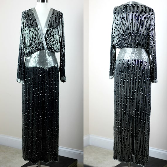 Sz S// Vtg Judith Ann Formal Sequin beaded gown//… - image 1