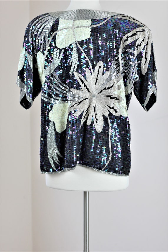 Sz L// St Martin Heavily beaded sequined top// Am… - image 5