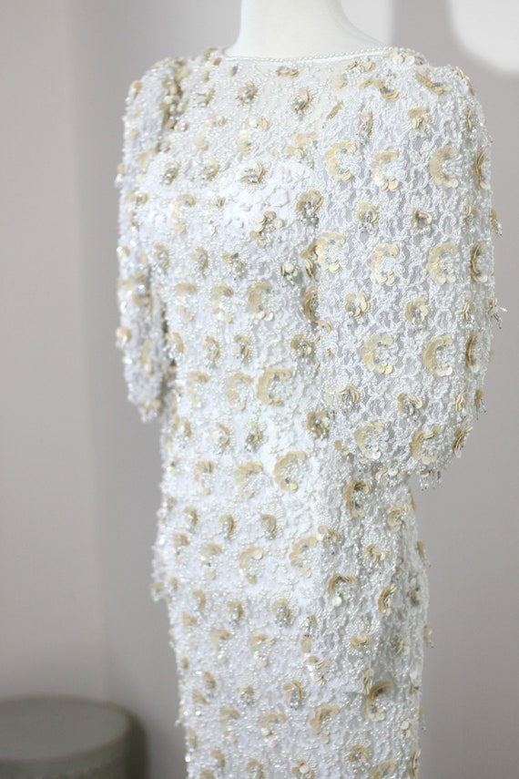 SIZE 10//STUNNING heavily beaded Wedding gown// B… - image 3