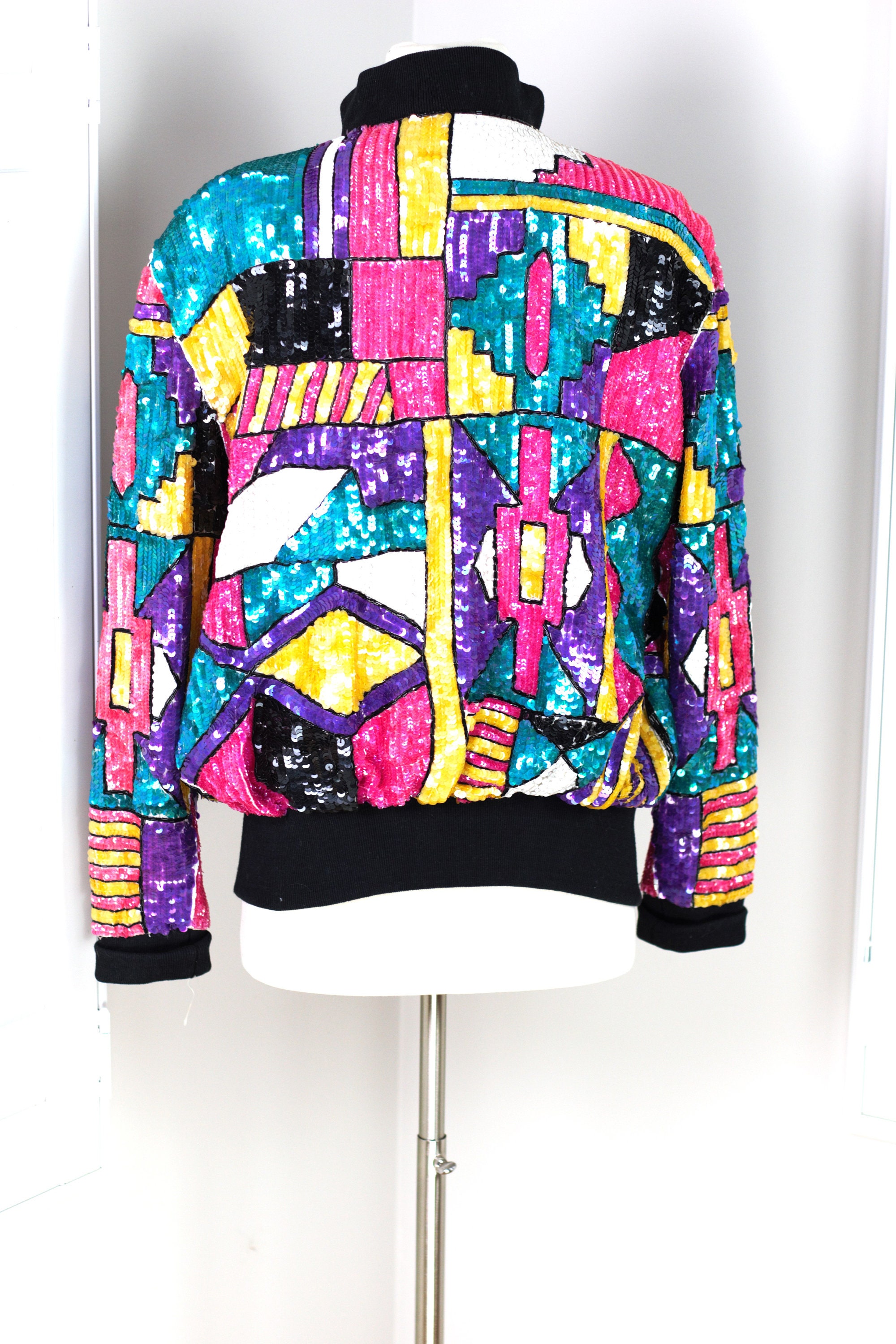 Sz M//vintage Judith Ann Bomber Jacket W Tags//80's Glam Sequin