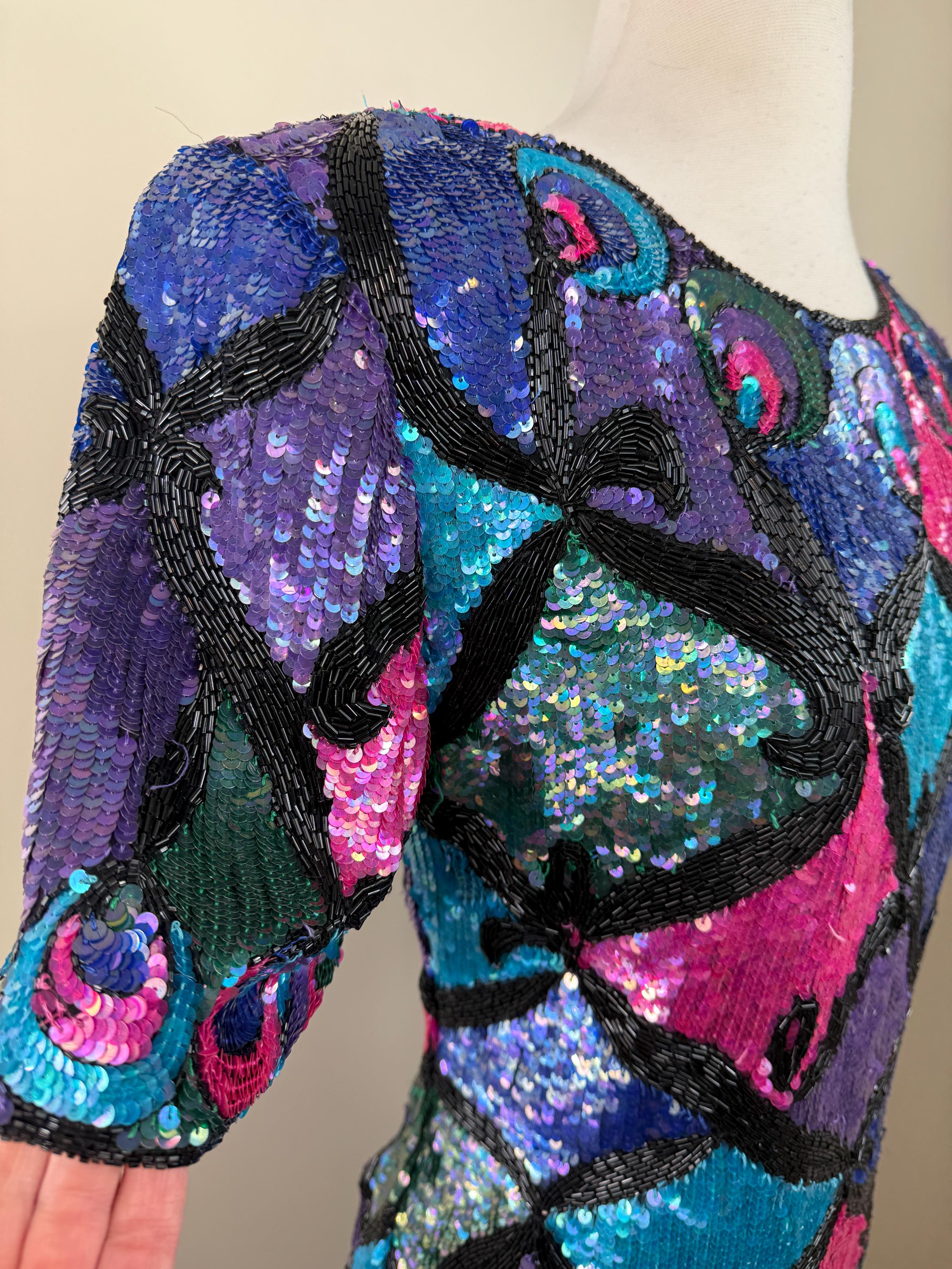 peacock sequin mini dress PS25815C