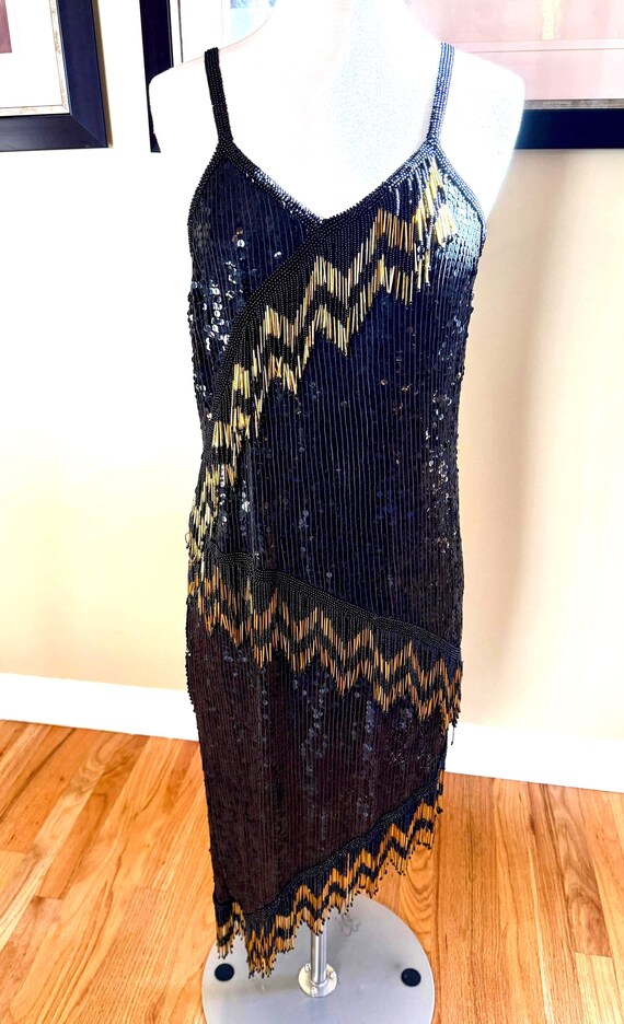 gold and black chevron dress Black & Gold Two Tone Chevron Detail Sequin Maxi Dress – LuvForever Fashion main image 1
