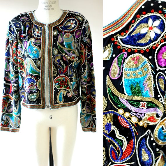 Sz M//Stunning Judith Ann Beaded Sequin jacket// … - image 1