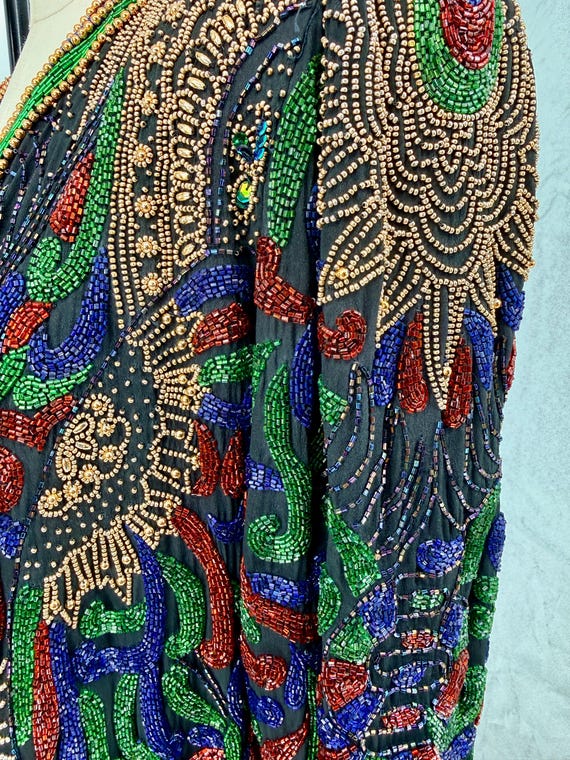 Size M//Multi-Color Beaded Sequin Jacket//Vintage… - image 4