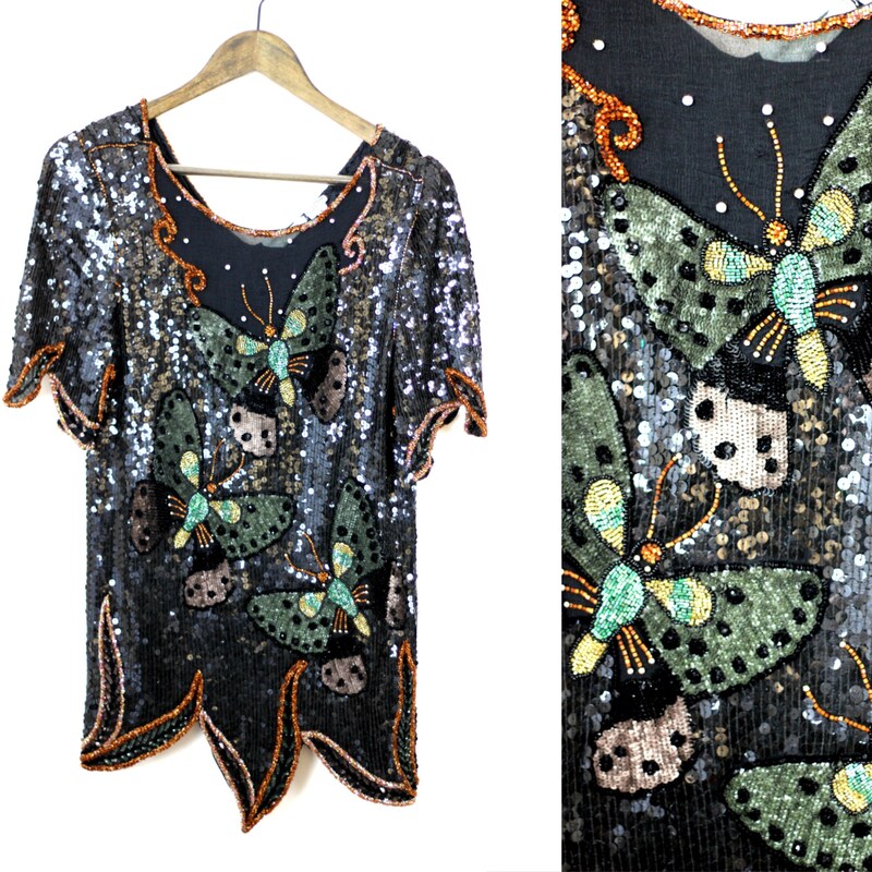 Sequin Butterfly Top - Adult Gold