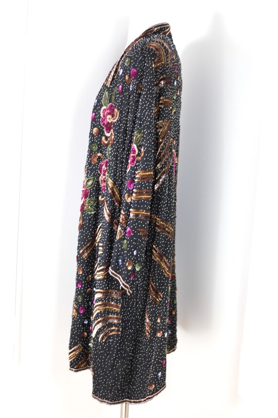 Sz XL// Amazing Duster Coat// Beaded sequins FLor… - image 5