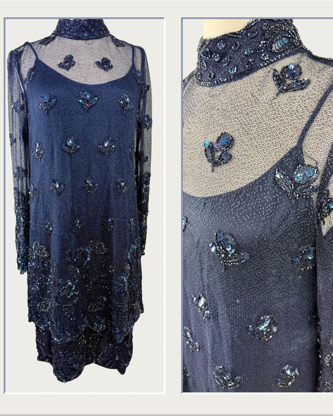 サイズM/ヴィンテージ ジュディスアン ネイビーブルー ハイネック