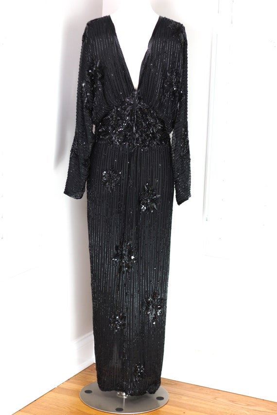 sz M//Fabulous Judith Ann Black beaded sequined d… - image 8