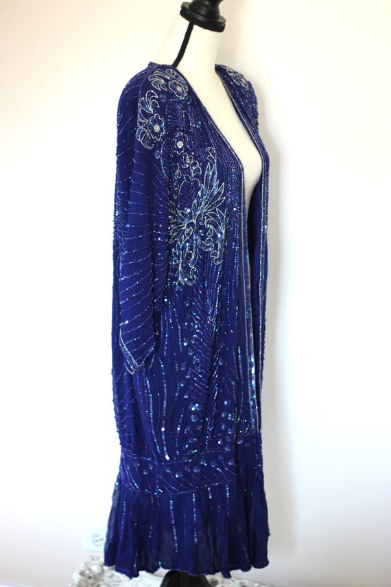 Sz Small// Stunning Vintage Long Sequined Duster/… - image 6