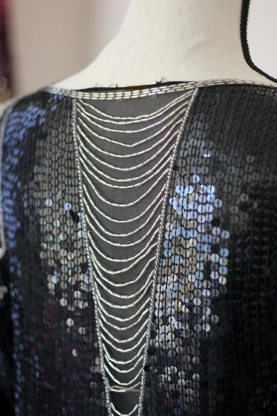 Sz XS//Cache Art Deco Beaded Sequined Tunic with … - image 9