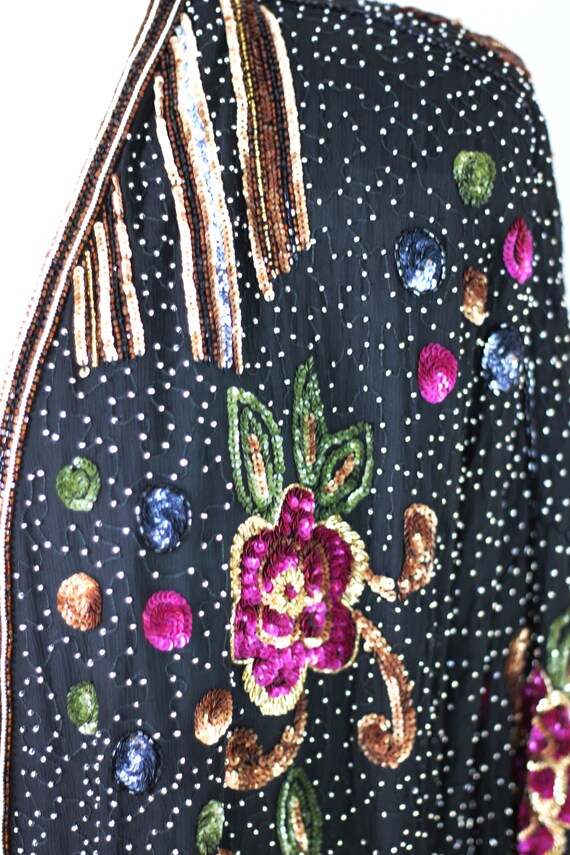 Sz XL// Amazing Duster Coat// Beaded sequins FLor… - image 4